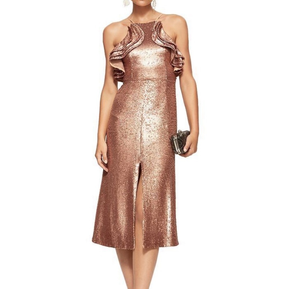 C/MEO Collective Illuminated copper sequin dress size small